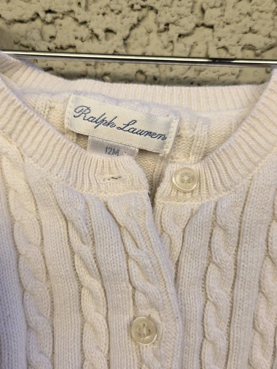 Ralph Lauren Pale Pink Cable Knit Baby Cardigan - Picture 3 of 7